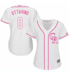 Women's Majestic Colorado Rockies #0 Adam Ottavino Replica White Fashion Cool Base MLB Jersey