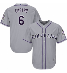 Men's Majestic Colorado Rockies #6 Daniel Castro Replica Grey Road Cool Base MLB Jersey