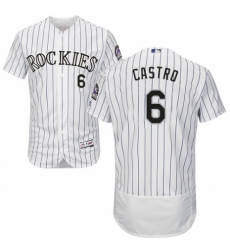 Men's Majestic Colorado Rockies #6 Daniel Castro White Home Flex Base Authentic Collection MLB Jersey
