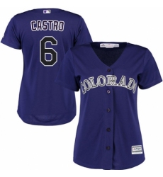 Women's Majestic Colorado Rockies #6 Daniel Castro Authentic Purple Alternate 1 Cool Base MLB Jersey
