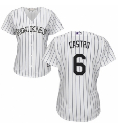 Women's Majestic Colorado Rockies #6 Daniel Castro Authentic White Home Cool Base MLB Jersey