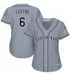 Women's Majestic Colorado Rockies #6 Daniel Castro Replica Grey Road Cool Base MLB Jersey