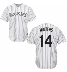 Men's Majestic Colorado Rockies #14 Tony Wolters Replica White Home Cool Base MLB Jersey