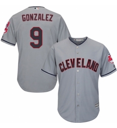 Men's Majestic Cleveland Indians #9 Erik Gonzalez Replica Grey Road Cool Base MLB Jersey