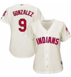 Women's Majestic Cleveland Indians #9 Erik Gonzalez Authentic Cream Alternate 2 Cool Base MLB Jersey