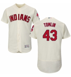 Men's Majestic Cleveland Indians #43 Josh Tomlin Cream Alternate Flex Base Authentic Collection MLB Jersey