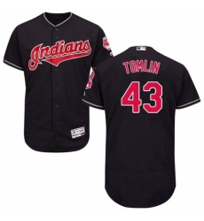 Men's Majestic Cleveland Indians #43 Josh Tomlin Navy Blue Alternate Flex Base Authentic Collection MLB Jersey