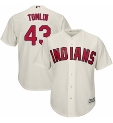 Youth Majestic Cleveland Indians #43 Josh Tomlin Authentic Cream Alternate 2 Cool Base MLB Jersey