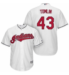 Youth Majestic Cleveland Indians #43 Josh Tomlin Authentic White Home Cool Base MLB Jersey