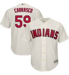 Men's Majestic Cleveland Indians #59 Carlos Carrasco Replica Cream Alternate 2 Cool Base MLB Jersey