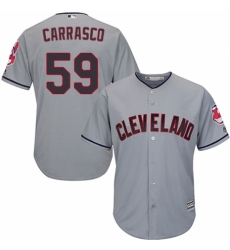 Men's Majestic Cleveland Indians #59 Carlos Carrasco Replica Grey Road Cool Base MLB Jersey