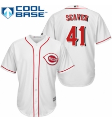 Men's Majestic Cincinnati Reds #41 Tom Seaver Replica White Home Cool Base MLB Jersey