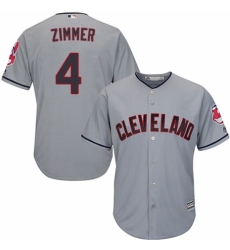 Men's Majestic Cleveland Indians #4 Bradley Zimmer Replica Grey Road Cool Base MLB Jersey