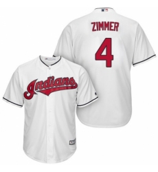 Men's Majestic Cleveland Indians #4 Bradley Zimmer Replica White Home Cool Base MLB Jersey