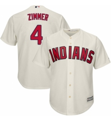 Youth Majestic Cleveland Indians #4 Bradley Zimmer Authentic Cream Alternate 2 Cool Base MLB Jersey