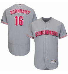 Men's Majestic Cincinnati Reds #16 Tucker Barnhart Grey Road Flex Base Authentic Collection MLB Jersey