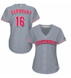 Women's Majestic Cincinnati Reds #16 Tucker Barnhart Authentic Grey Road Cool Base MLB Jersey