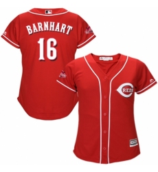 Women's Majestic Cincinnati Reds #16 Tucker Barnhart Replica Red Alternate Cool Base MLB Jersey