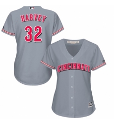 Women's Majestic Cincinnati Reds #32 Matt Harvey Replica Grey Road Cool Base MLB Jersey