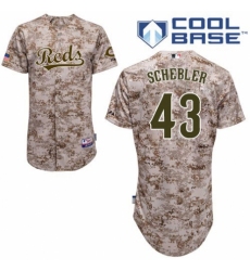 Men's Majestic Cincinnati Reds #43 Scott Schebler Authentic Camo Alternate Cool Base MLB Jersey