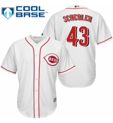 Men's Majestic Cincinnati Reds #43 Scott Schebler Replica White Home Cool Base MLB Jersey