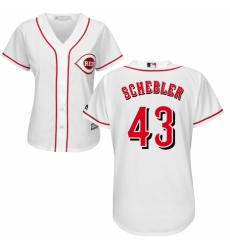 Women's Majestic Cincinnati Reds #43 Scott Schebler Authentic White Home Cool Base MLB Jersey