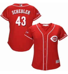 Women's Majestic Cincinnati Reds #43 Scott Schebler Replica Red Alternate Cool Base MLB Jersey
