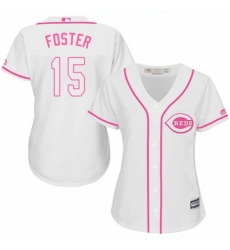 Women's Majestic Cincinnati Reds #15 George Foster Replica White Fashion Cool Base MLB Jersey