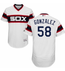 Men's Majestic Chicago White Sox #58 Miguel Gonzalez White Alternate Flex Base Authentic Collection MLB Jersey