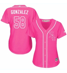 Women's Majestic Chicago White Sox #58 Miguel Gonzalez Authentic Pink Fashion Cool Base MLB Jersey