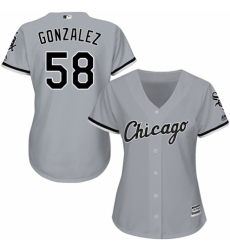Women's Majestic Chicago White Sox #58 Miguel Gonzalez Replica Grey Road Cool Base MLB Jersey