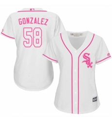 Women's Majestic Chicago White Sox #58 Miguel Gonzalez Replica White Fashion Cool Base MLB Jersey