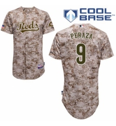 Men's Majestic Cincinnati Reds #9 Jose Peraza Replica Camo Alternate Cool Base MLB Jersey