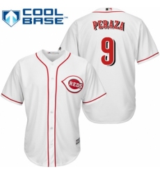 Men's Majestic Cincinnati Reds #9 Jose Peraza Replica White Home Cool Base MLB Jersey