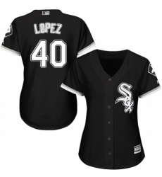 Women's Majestic Chicago White Sox #40 Reynaldo Lopez Replica Black Alternate Home Cool Base MLB Jersey