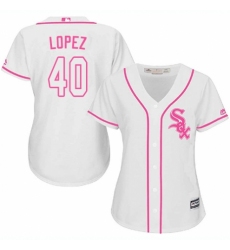 Women's Majestic Chicago White Sox #40 Reynaldo Lopez Replica White Fashion Cool Base MLB Jersey