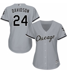 Women's Majestic Chicago White Sox #24 Matt Davidson Authentic Grey Road Cool Base MLB Jersey