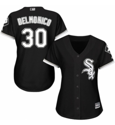 Women's Majestic Chicago White Sox #30 Nicky Delmonico Authentic Black Alternate Home Cool Base MLB Jersey