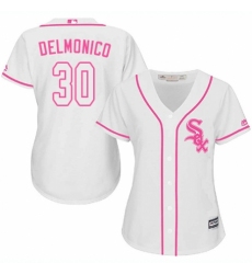 Women's Majestic Chicago White Sox #30 Nicky Delmonico Replica White Fashion Cool Base MLB Jersey