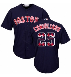 Men's Majestic Boston Red Sox #25 Tony Conigliaro Authentic Navy Blue Team Logo Fashion Cool Base MLB Jersey