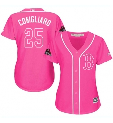 Women's Majestic Boston Red Sox #25 Tony Conigliaro Authentic Pink Fashion 2018 World Series Champions MLB Jersey