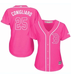 Women's Majestic Boston Red Sox #25 Tony Conigliaro Replica Pink Fashion MLB Jersey