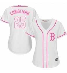 Women's Majestic Boston Red Sox #25 Tony Conigliaro Replica White Fashion MLB Jersey