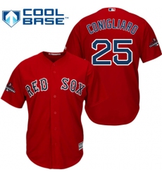 Youth Majestic Boston Red Sox #25 Tony Conigliaro Authentic Red Alternate Home Cool Base 2018 World Series Champions MLB Jersey