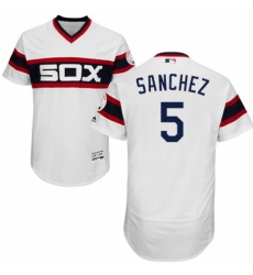 Men's Majestic Chicago White Sox #5 Yolmer Sanchez White Alternate Flex Base Authentic Collection MLB Jersey