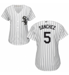 Women's Majestic Chicago White Sox #5 Yolmer Sanchez Authentic White Home Cool Base MLB Jersey