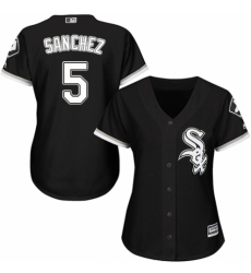 Women's Majestic Chicago White Sox #5 Yolmer Sanchez Replica Black Alternate Home Cool Base MLB Jersey