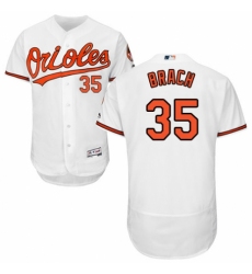 Men's Majestic Baltimore Orioles #35 Brad Brach White Home Flex Base Authentic Collection MLB Jersey
