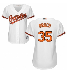 Women's Majestic Baltimore Orioles #35 Brad Brach Authentic White Home Cool Base MLB Jersey