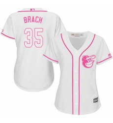 Women's Majestic Baltimore Orioles #35 Brad Brach Replica White Fashion Cool Base MLB Jersey